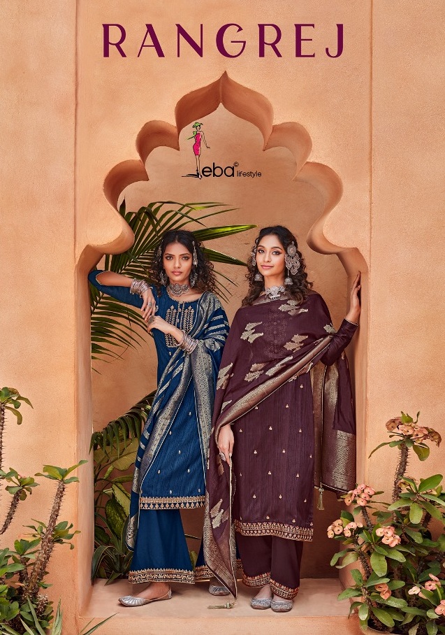 Eba Lifestyle Rangrej Pure Kuntal Silk With Embroidery Work Dress Material Beautiful Salwar Suit Wholesale Dealer Surat
