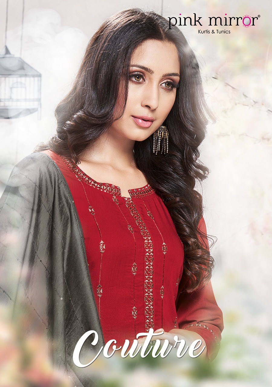 Pink Mirror Couture Viscose With Sequence Embroidery Work Ready Fancy Wear Kurti Wholesale Dealer Surat