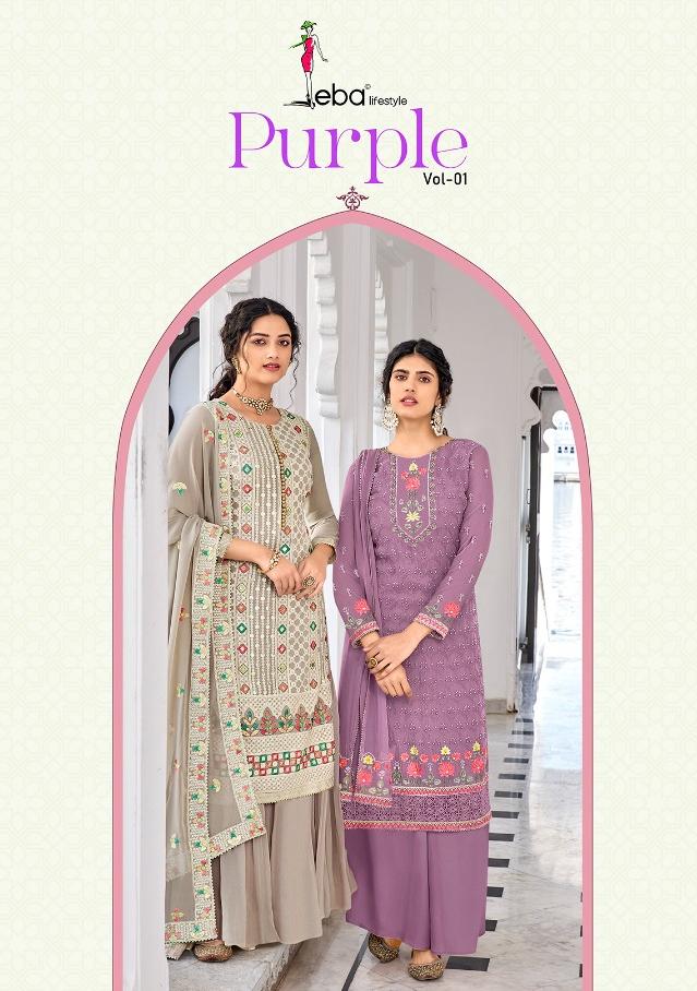 Eba Lifestyle Purple Vol 1 Faux Georgette Salwar Suit Online Wholesaler Surat