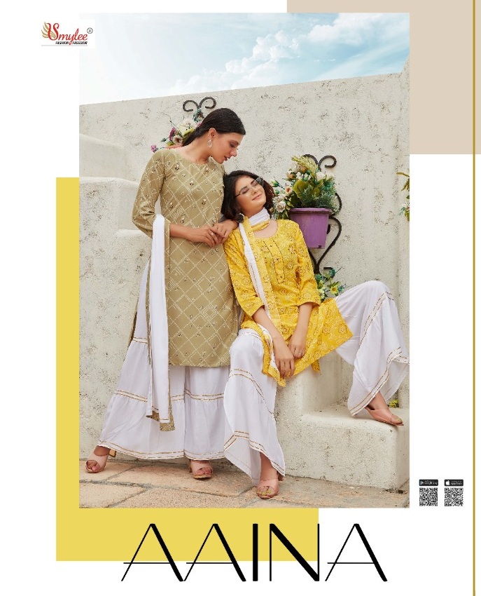Smylee Fashion Aaina Rayon Print Readymade Kurti Wholesaler Dealer Surat