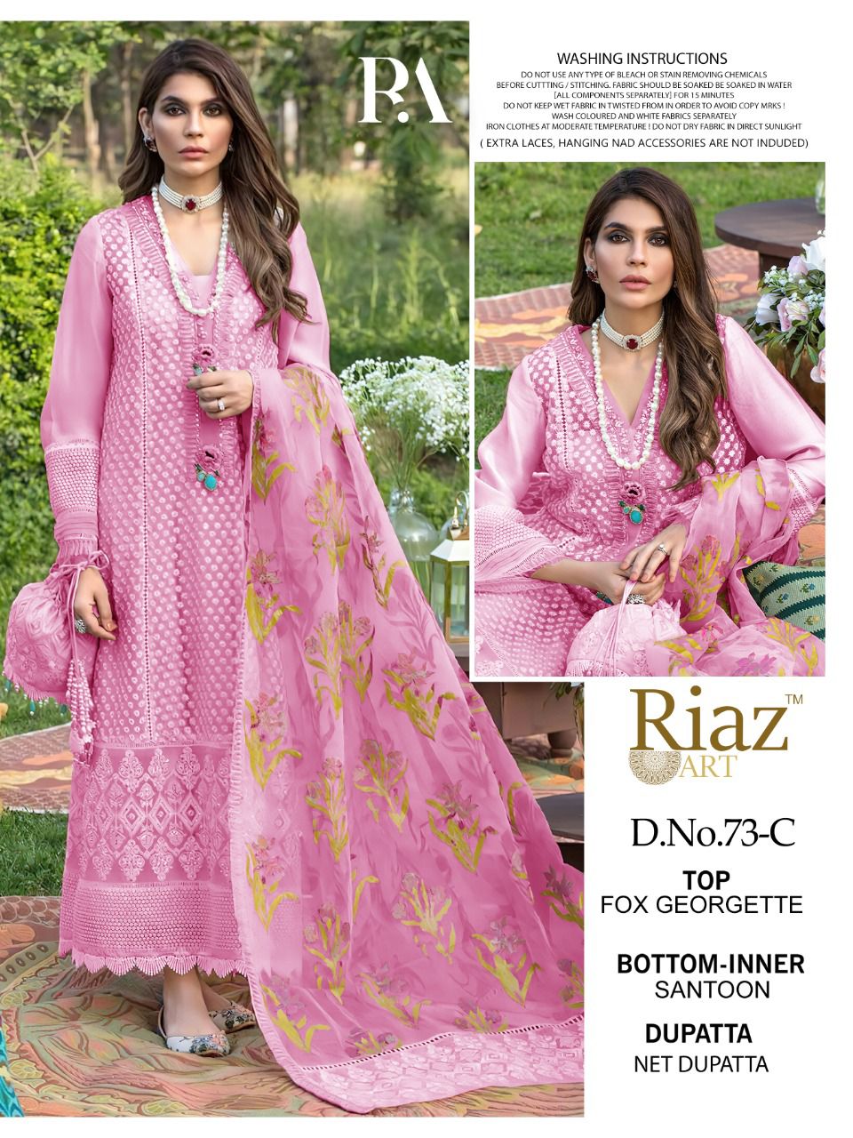 Riaz Art D No. 73abc Fox Georgette Salwar Kameez Best Rate Wholesaler Surat
