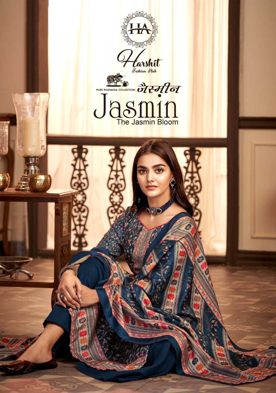 Harshit Fashion Hub Jasmin Pashmina Print Salwar Suits Best Rate Wholesaler Surat