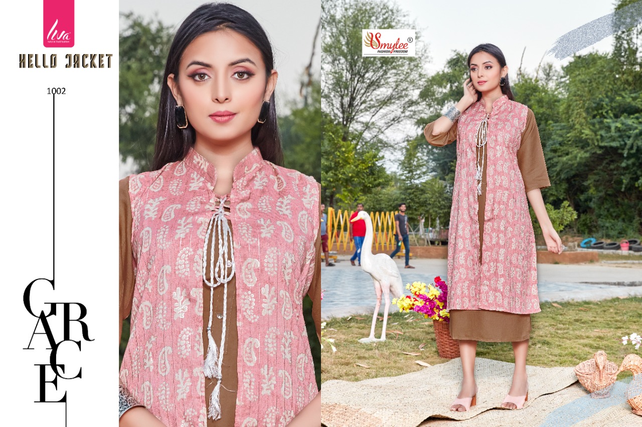 Smylee Fashion Hellow Jacket Rayon Jacket Style Kurtis Wholesaler Surat
