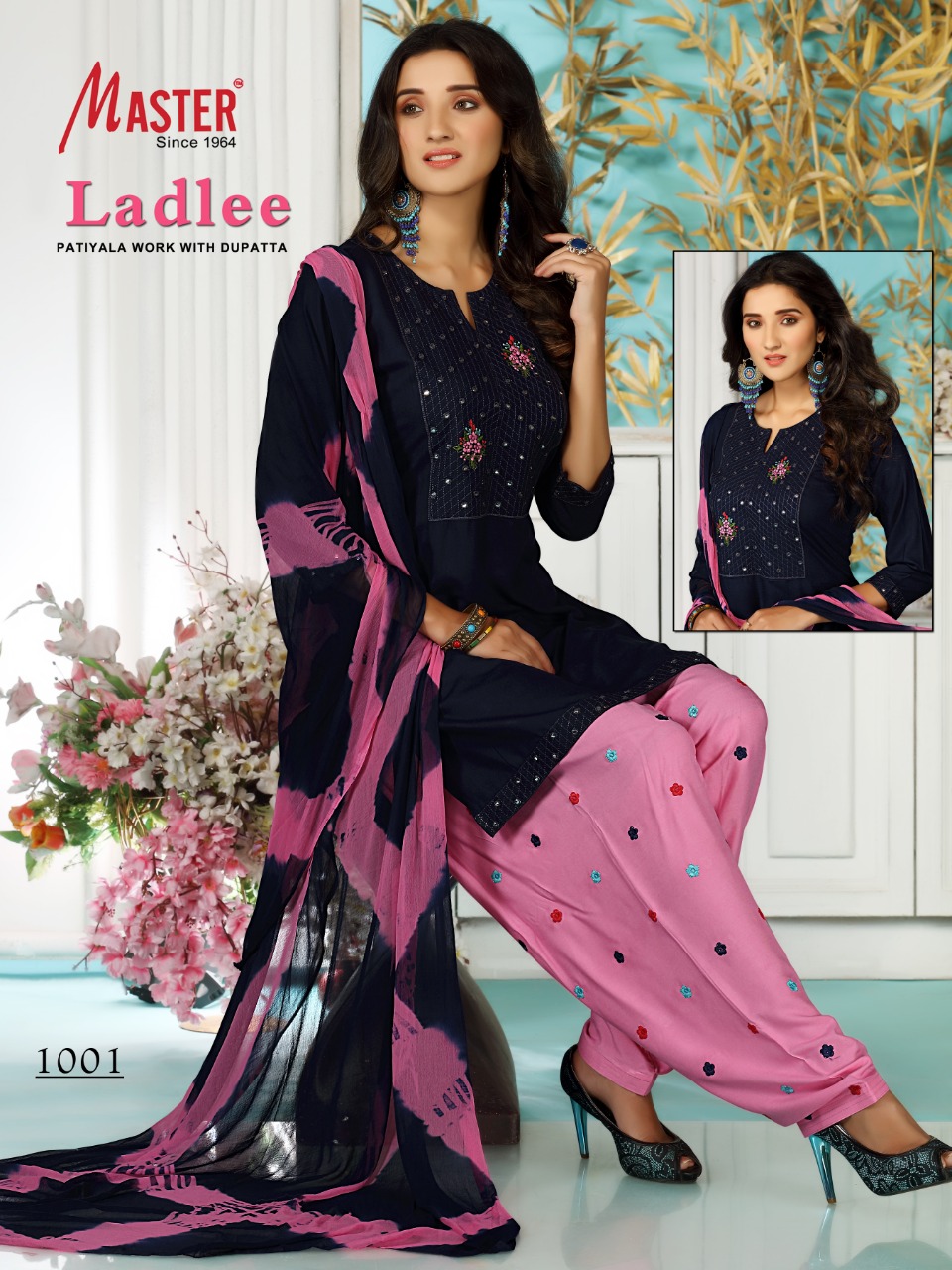 Master Ladlee Rayon Printed Fancy Stylish Patiyala Style Ready Made Suits Wholesaer Surat