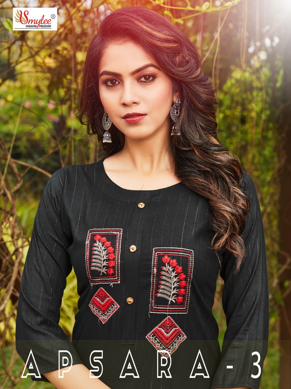 Smylee Fashion Apsara Vol 3 Rayon With Embroidery Work Stright Fancy Kurtis Wholesaler Surat