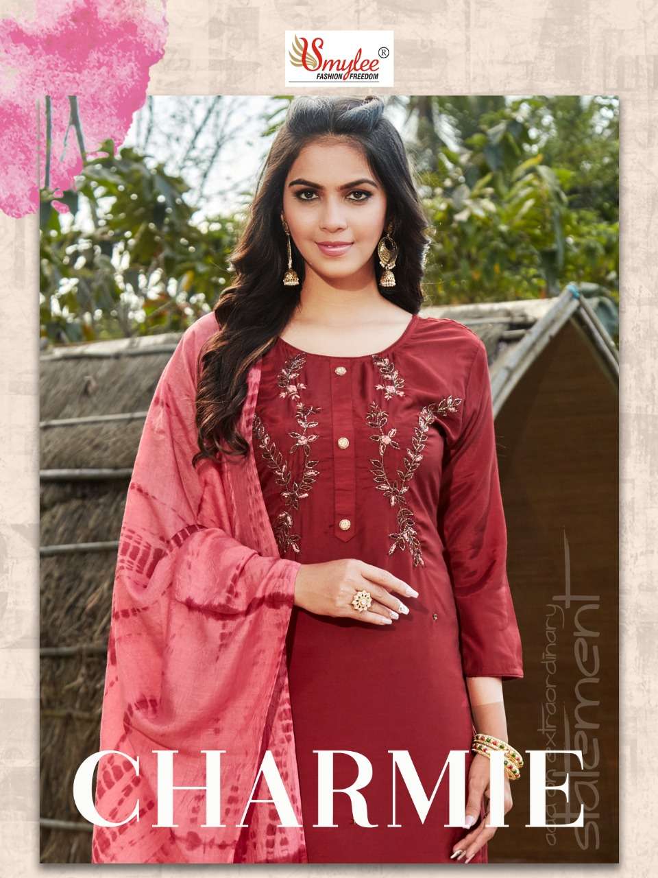 Smylee Fashion Charmie Silk Hand Work Designer Fancy Kurti Combo Set Wholesaler Surat