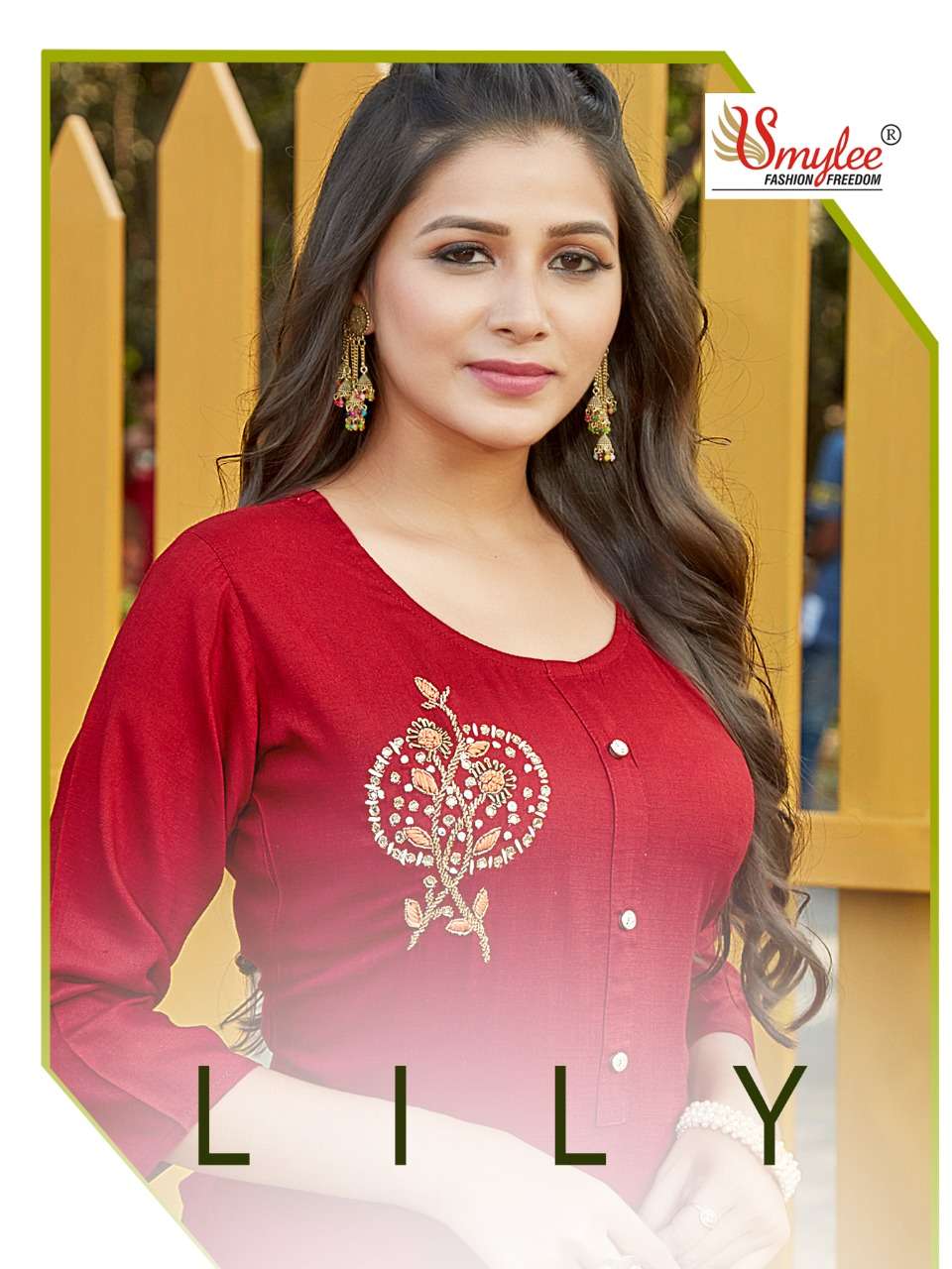 Smylee Fashion Lily Rayon Slub With Hand Work Designer Fancy Causal Wear Kurtis Wholesaler Surat