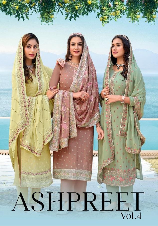 Eba Lifestyle Ashpreet Vol 4 Georgette Heavy Designer Suits Wholesaler Surat