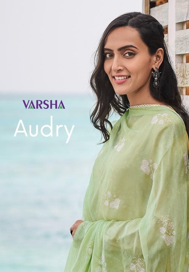 Varsha Audry Muslin With Embroidery Designer Suits Wholesaler Surat