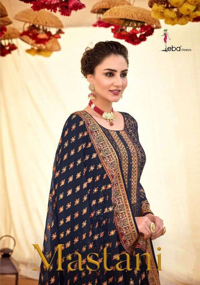 Eba Lifestyle Mastani Georgette Heavy Designer Suits Wholesaler Surat