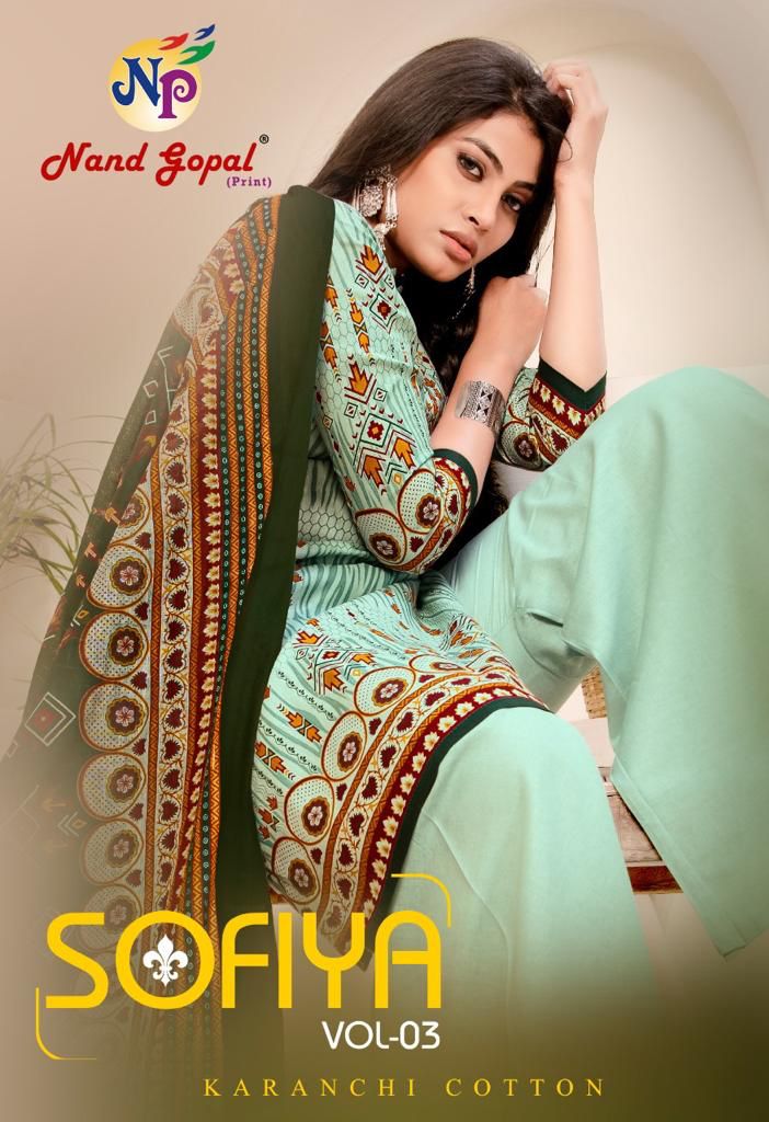 Nand Gopal Sofiya Vol 3 Cotton Printed Fancy Suits Wholesaler Surat