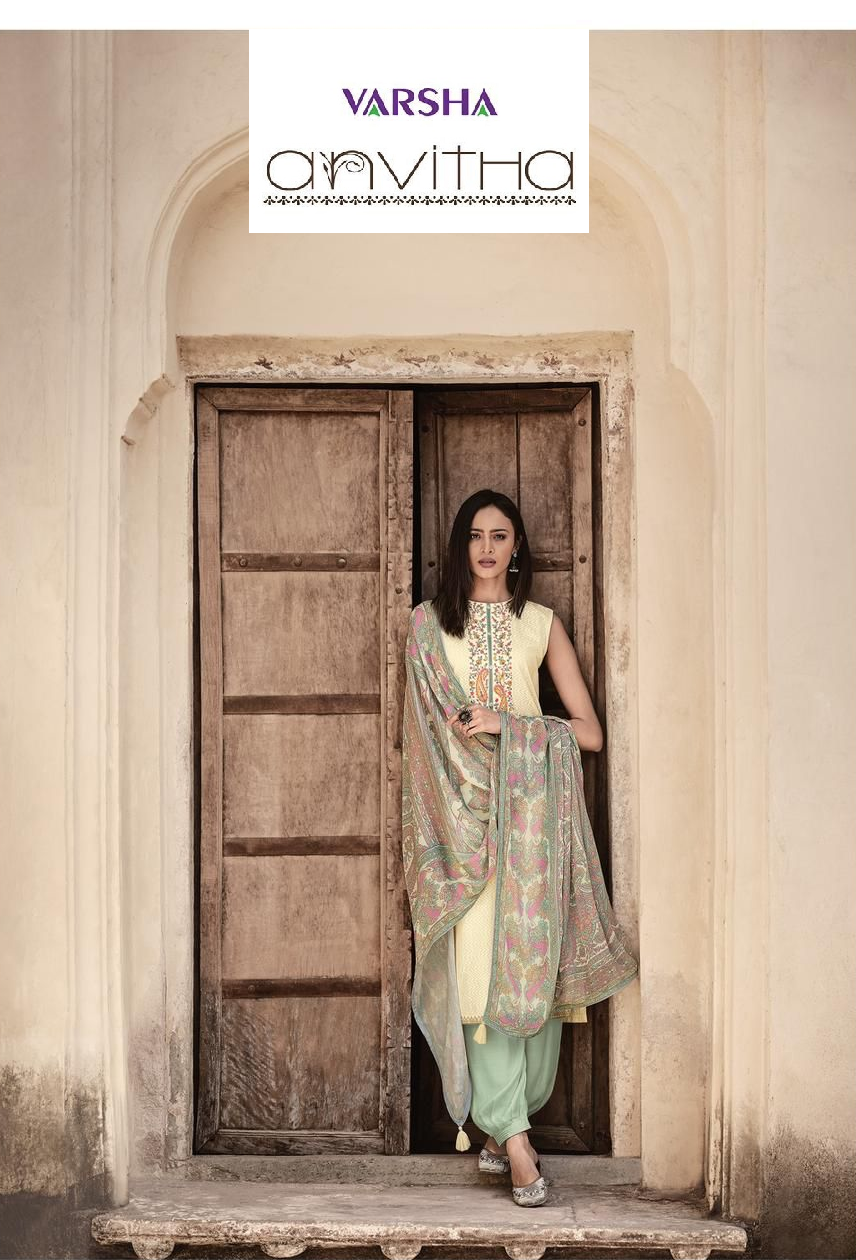 Varsha Anvitha Cotton Embroidery Designer Salwar Suits Wholesaler Surat