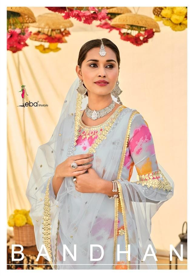 Eba Lifestyle Bandhan Georgette Digital Print With Embroidery Designer Suits Wholesaler Surat
