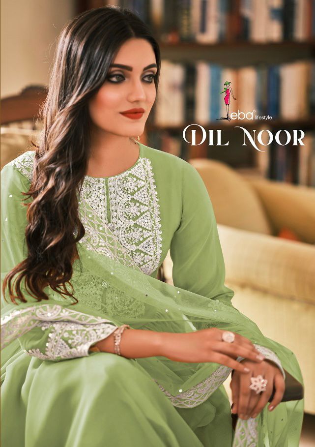 Eba Lifestyle Dil Noor Georgette Heavy Embroidry Designer Suits Wholesaler Surat