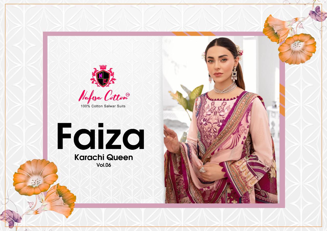 Nafisa Cotton Faiza Karachi Queen Vol 6 Cotton Salwar Suits Wholesaler Surat