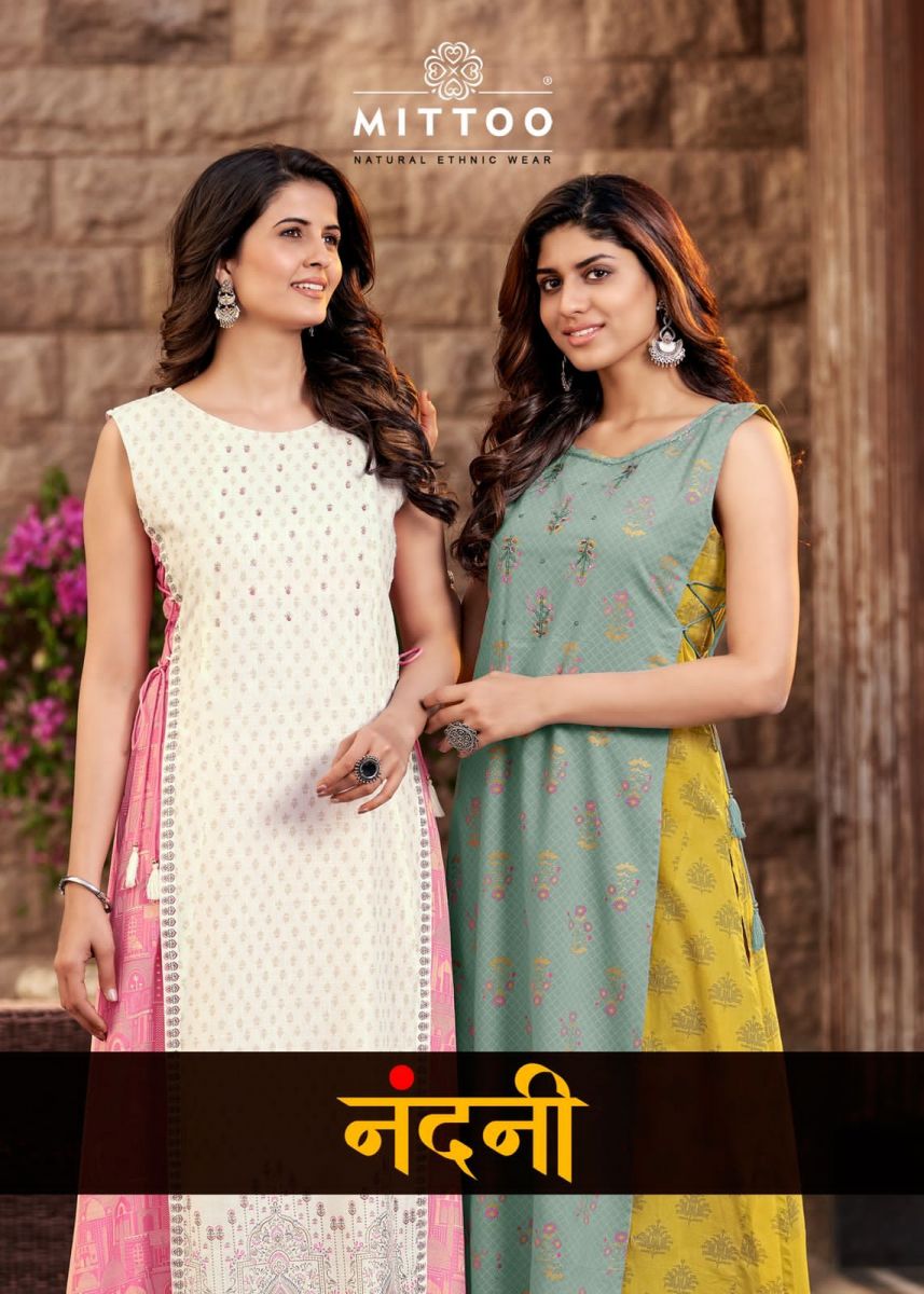 Mittoo Nandani Rayon Prints With Fancy Embroiderey Kurtis Wholesaler Surat