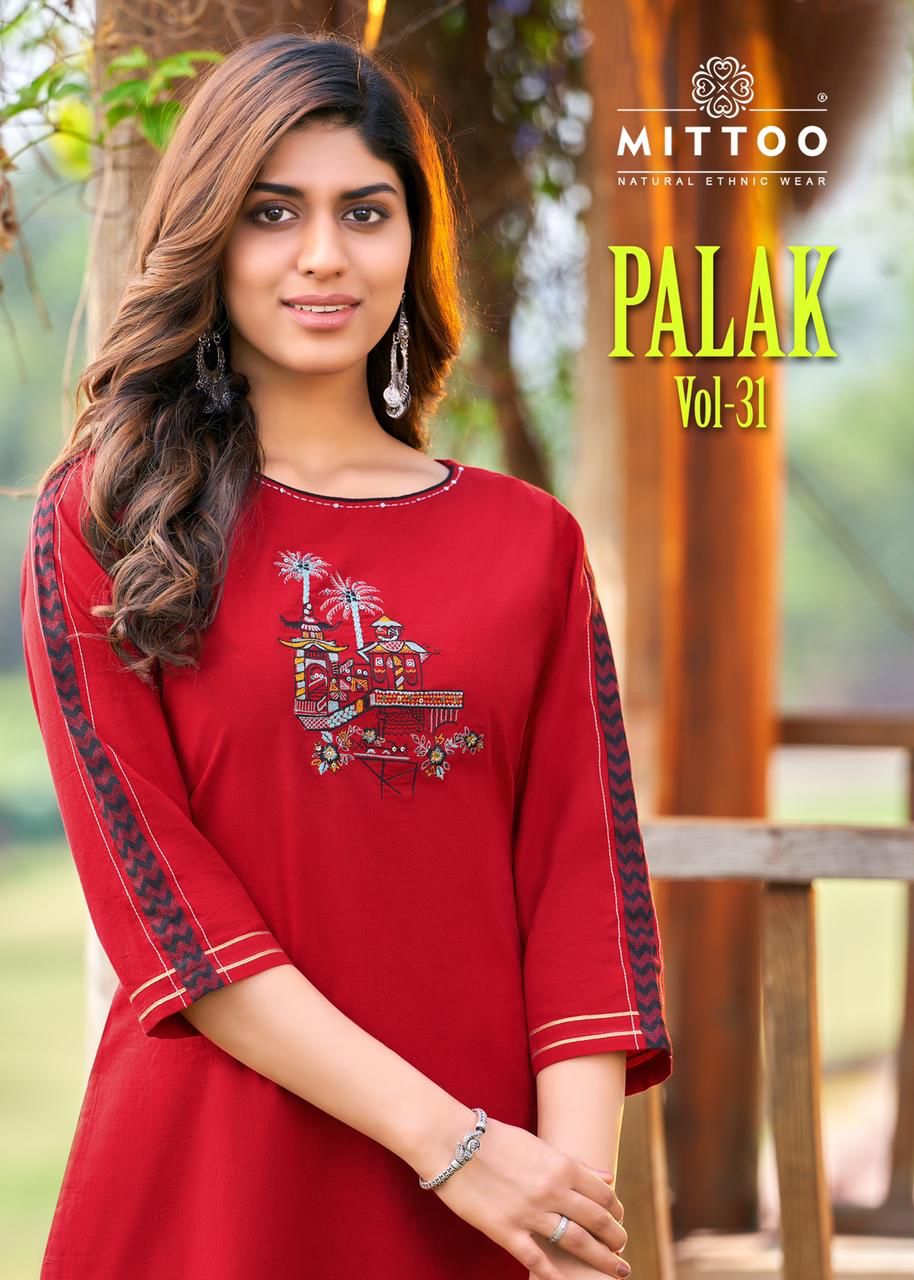 Mittoo Palak Vol 31 Rayon Fancy Designer Kurtis Wholesaler Surat