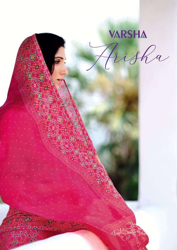 Varsha Arisha Viscoce Digital Printed With Embroidery Designer Suits Wholesaler Surat