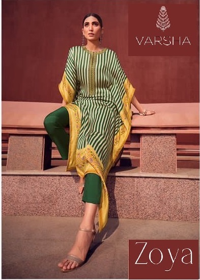 Varsha Zoya Silk Satin Printed Designer Kaftan Style Suits Wholesaler Surat