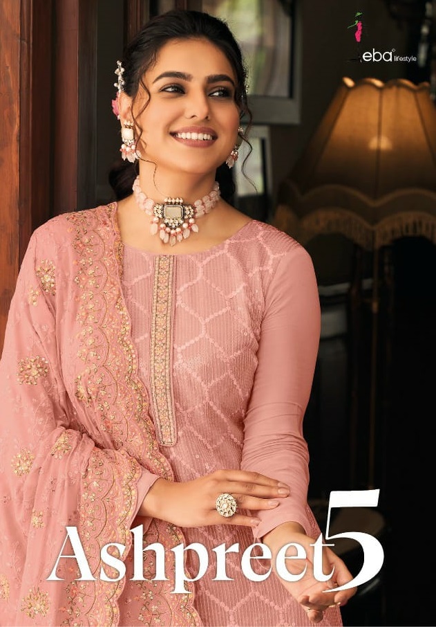 Eba Lifestyle Ashpreet Vol 5 Georgette With Embroidery Designer Suits Wholesaler Surat