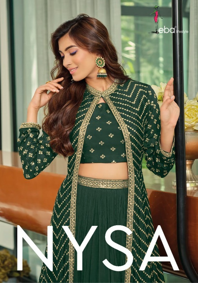 Eba Lifestyle Nysa Chinon With Heavy Embroidery Designer Ready Made Suits Wholesaler Surat