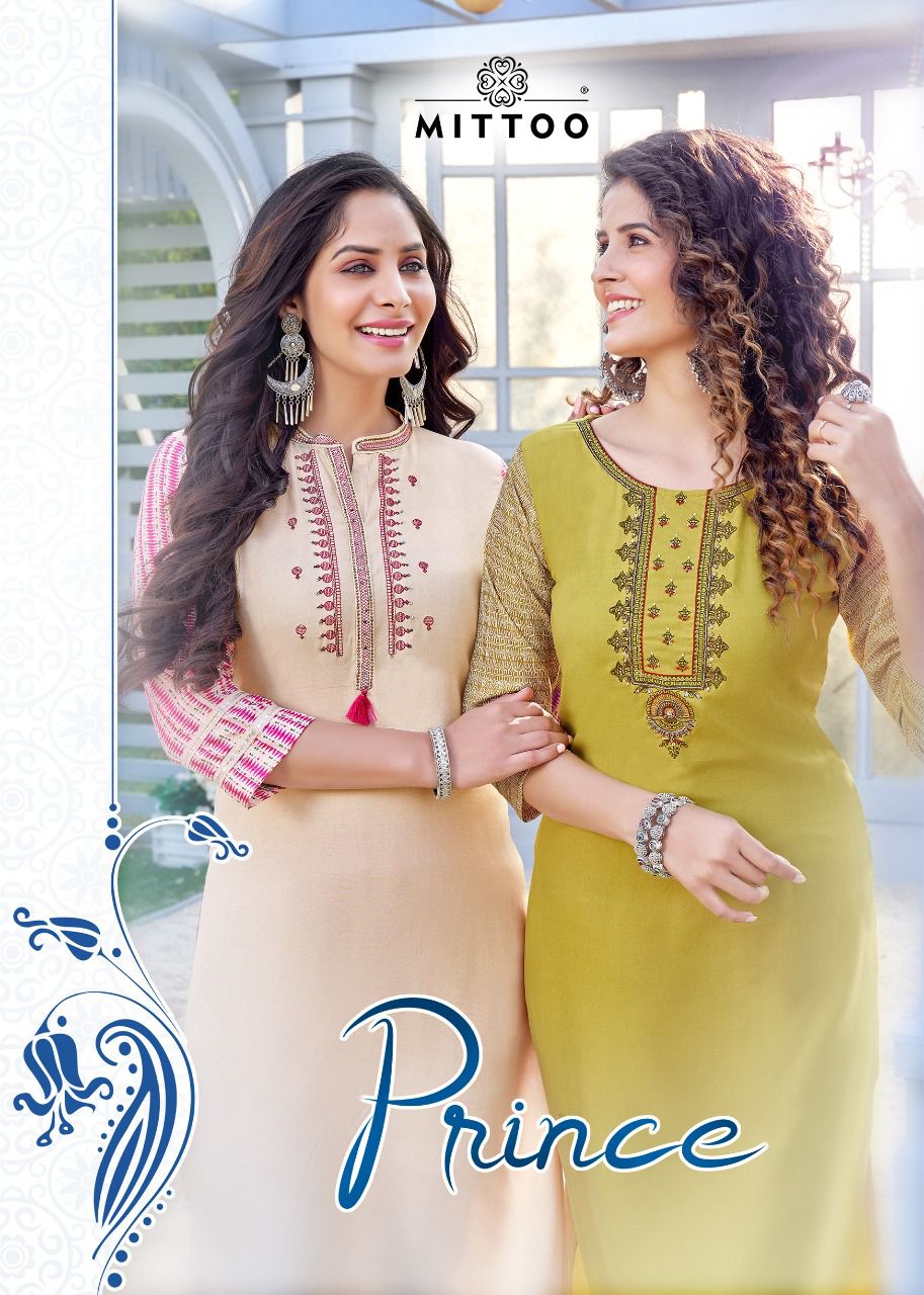 Mitton Prince Heavy Rayon Fancy Kurtis Wholesaler Surat