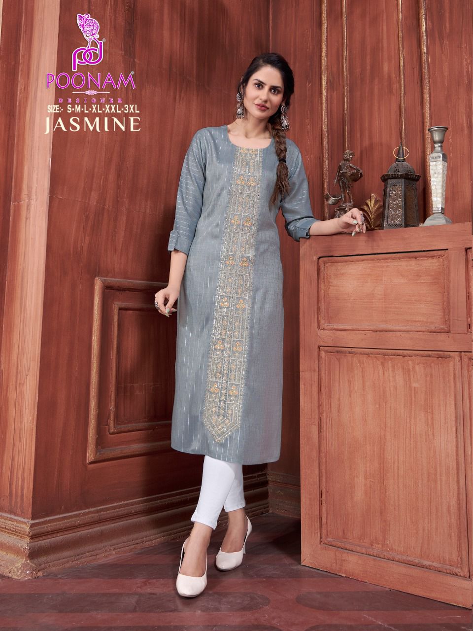 Poonam Designer Jasmin Rayon Fancy Designer Kurtis Wholesaler Surat