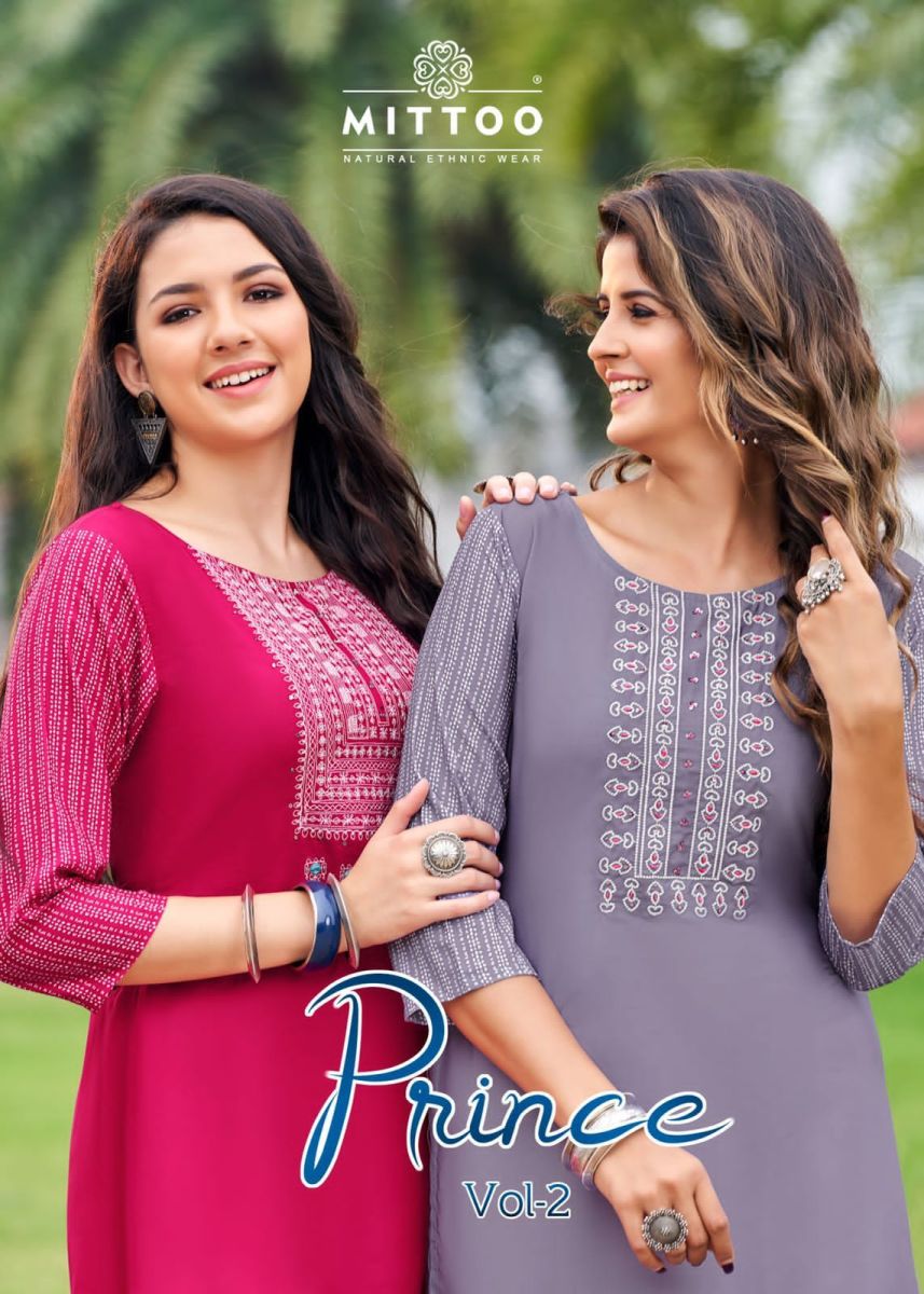 Mittoo Prince Vol 2 Heavy Rayon Fancy Kurtis Wholesaler Surat