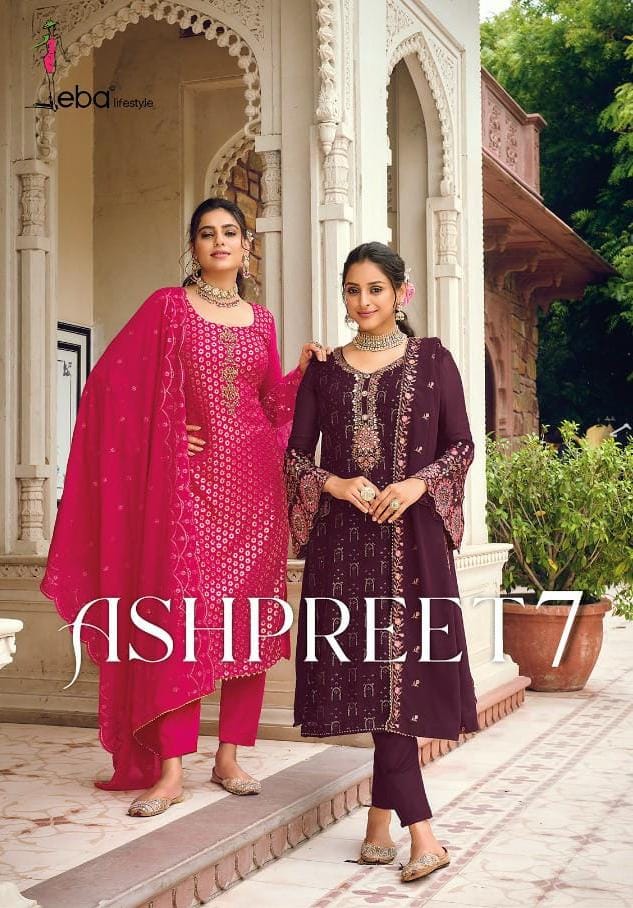Eba Life Style Ashpreet Vol 7 Georgette With Heavy Embroidery Designer Suits Wholesaler Surat