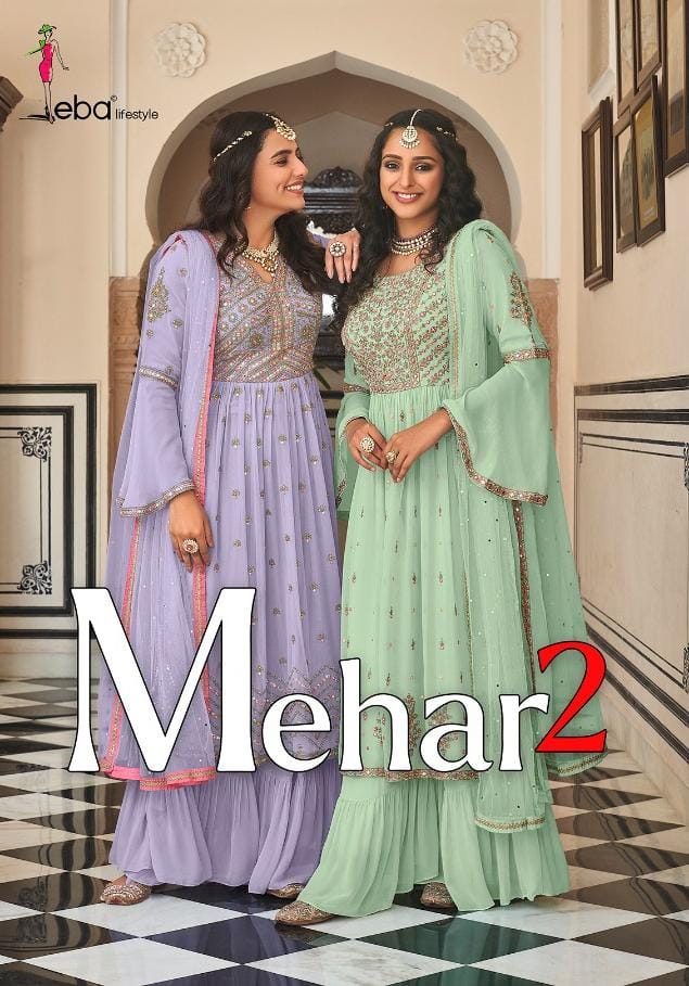 Eba Lifestyle Mehar Vol 2 Fox Georgette With Beauitful Designer Ready Made Suits Wholesaler Surat