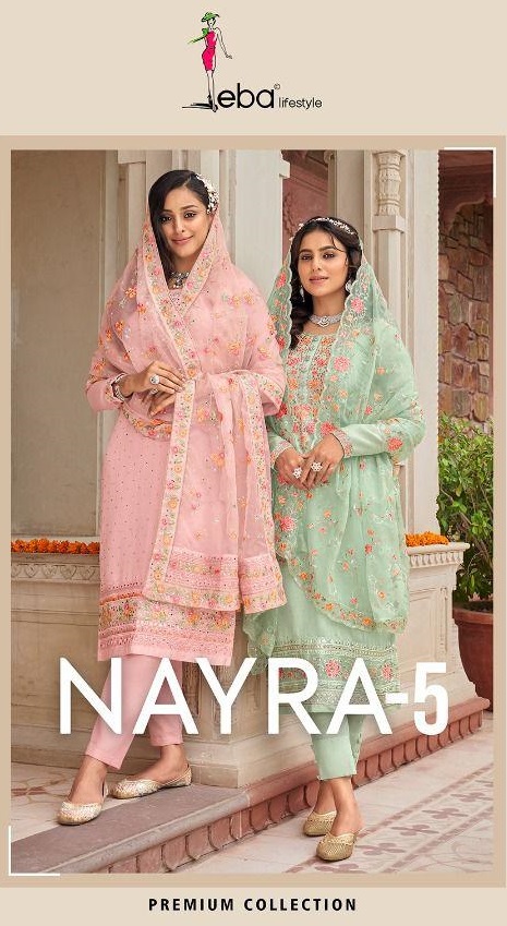 Eba Lifestyle Nyra Vol 5 Viscose Silk With Beautiful Embroidery Designer Suits Wholesaler Surat