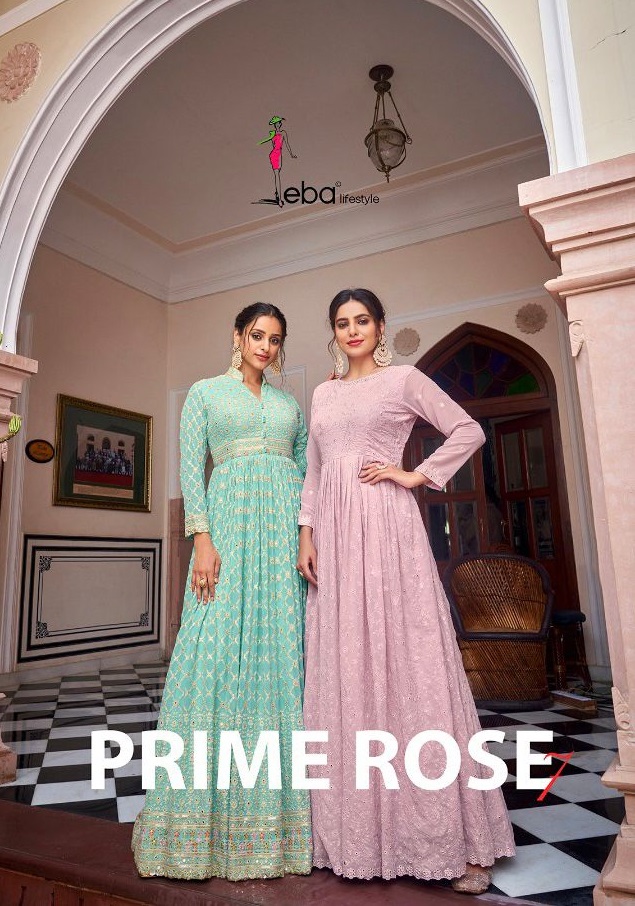 Eba Lifestyle Prime Rose Vol 7 Georgette With Heavy Embrodery Designer Ready Made Suits Wholesaler Surat