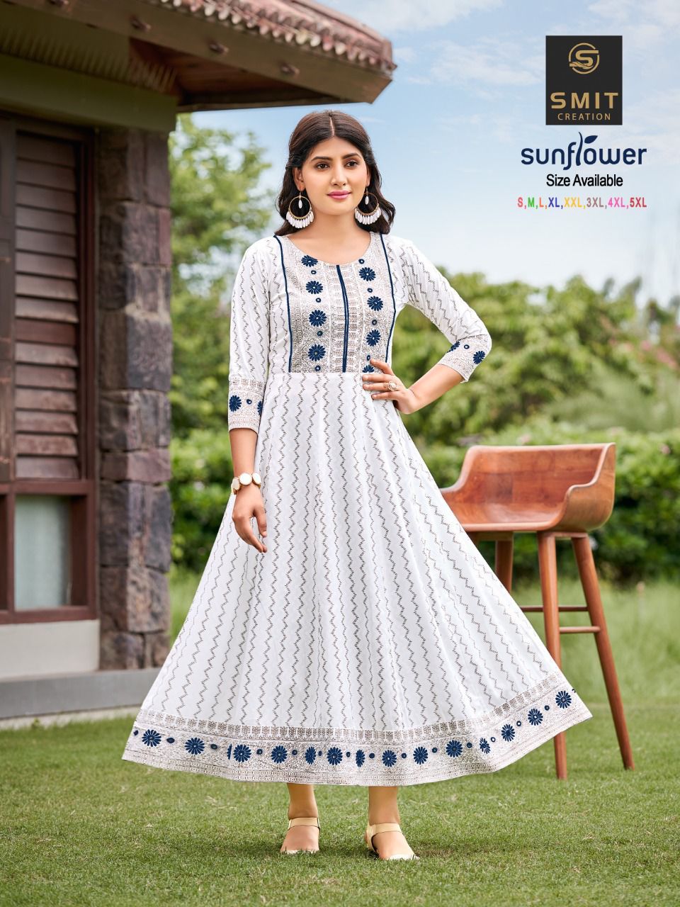 Poonam Designer Sunflower Rayon Print Fancy Designer Kurtis Wholesaler Surat