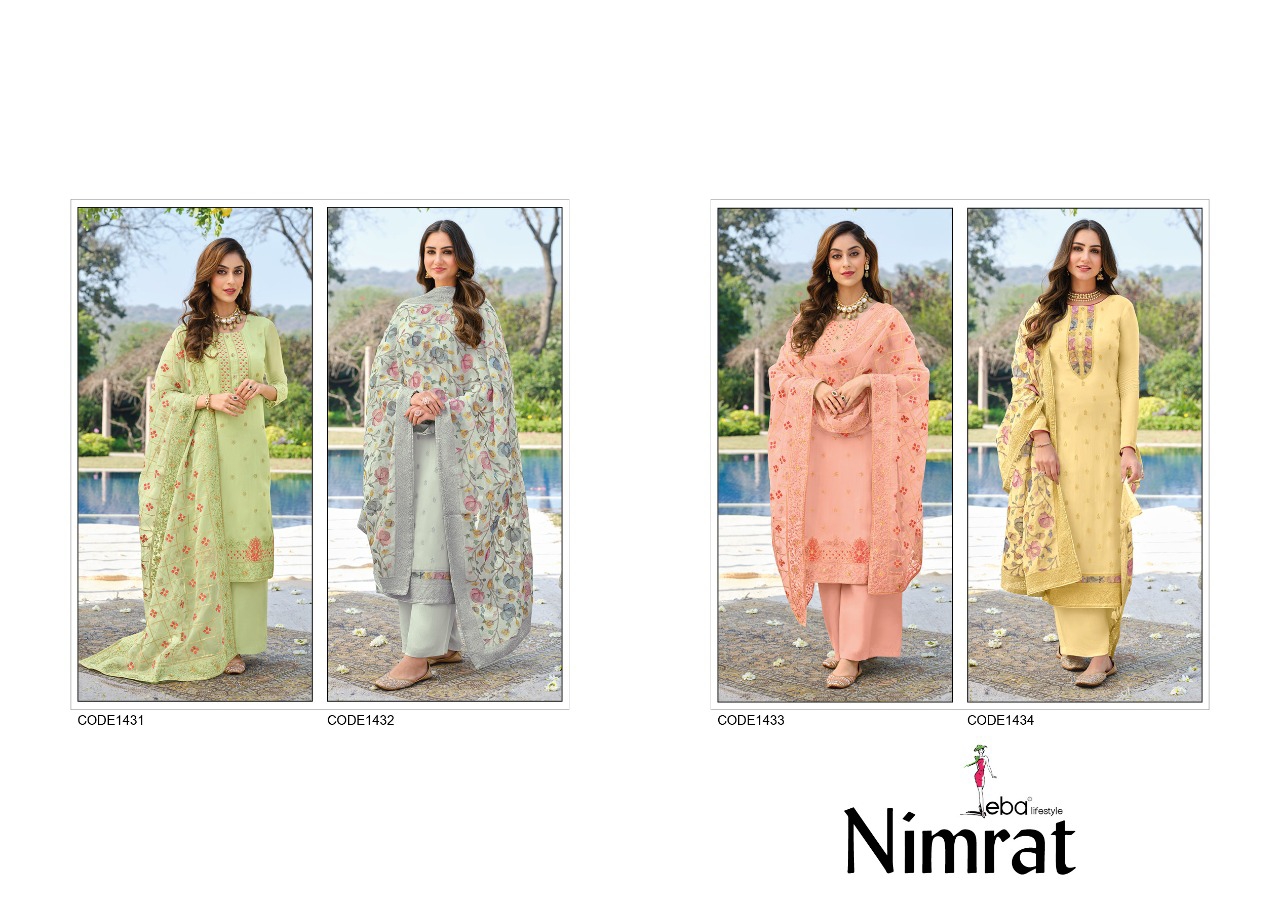 Eba Lifestyle Nimrat Viscose With Heavy Embroidery Designer Salwar Suits Wholesaler Surat