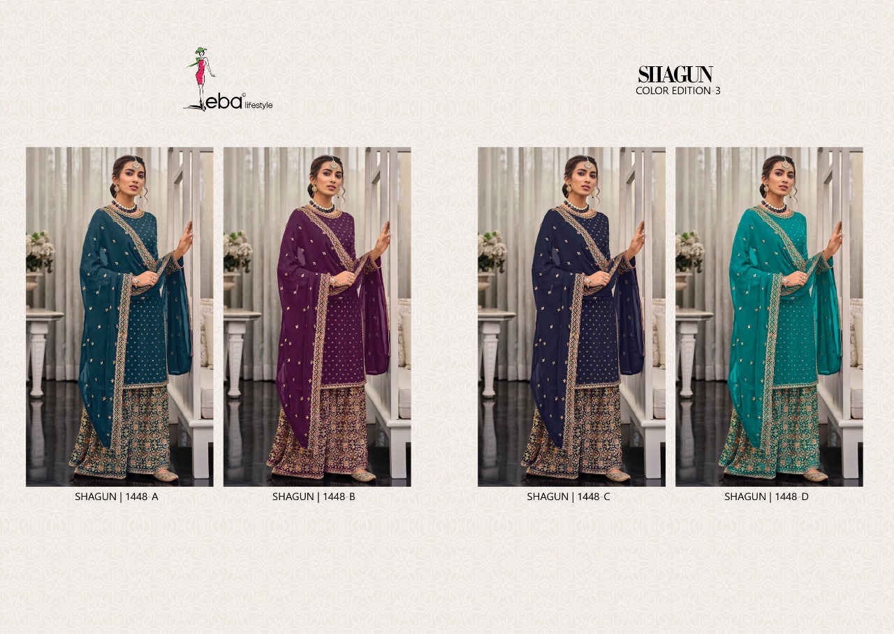 Eba Lifestyle Shagun Color Edition Vol 3 Georgette Embroidery Designer Suits Wholesaler Surat