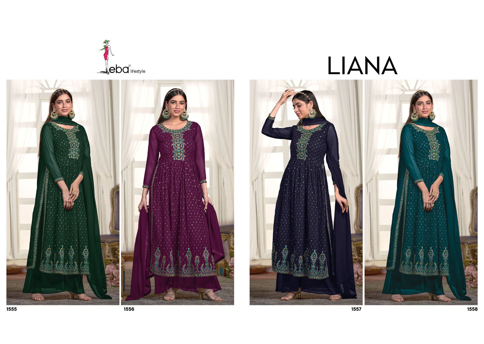 Eba Lifestyle Liana Georgette With Beautiful Emboidery Designer Ready Made Suits Wholesaler Surat