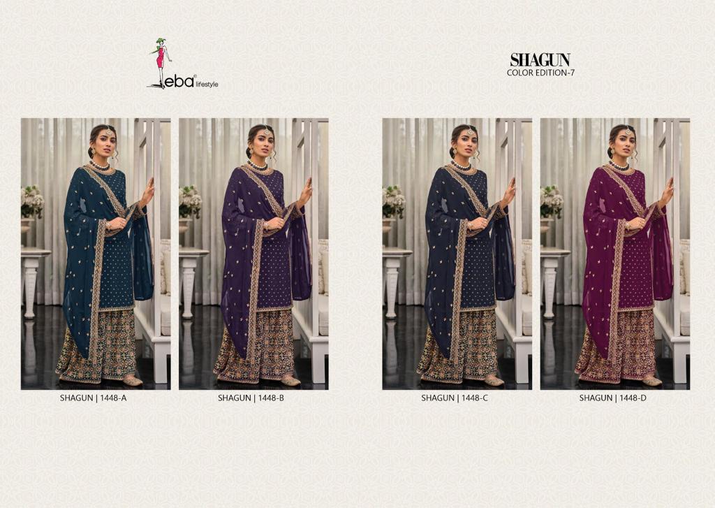 Eba Lifestyle Shagun Color Edition Vol 7 Georgette Heavy Designer Suits Wholesaler Surat