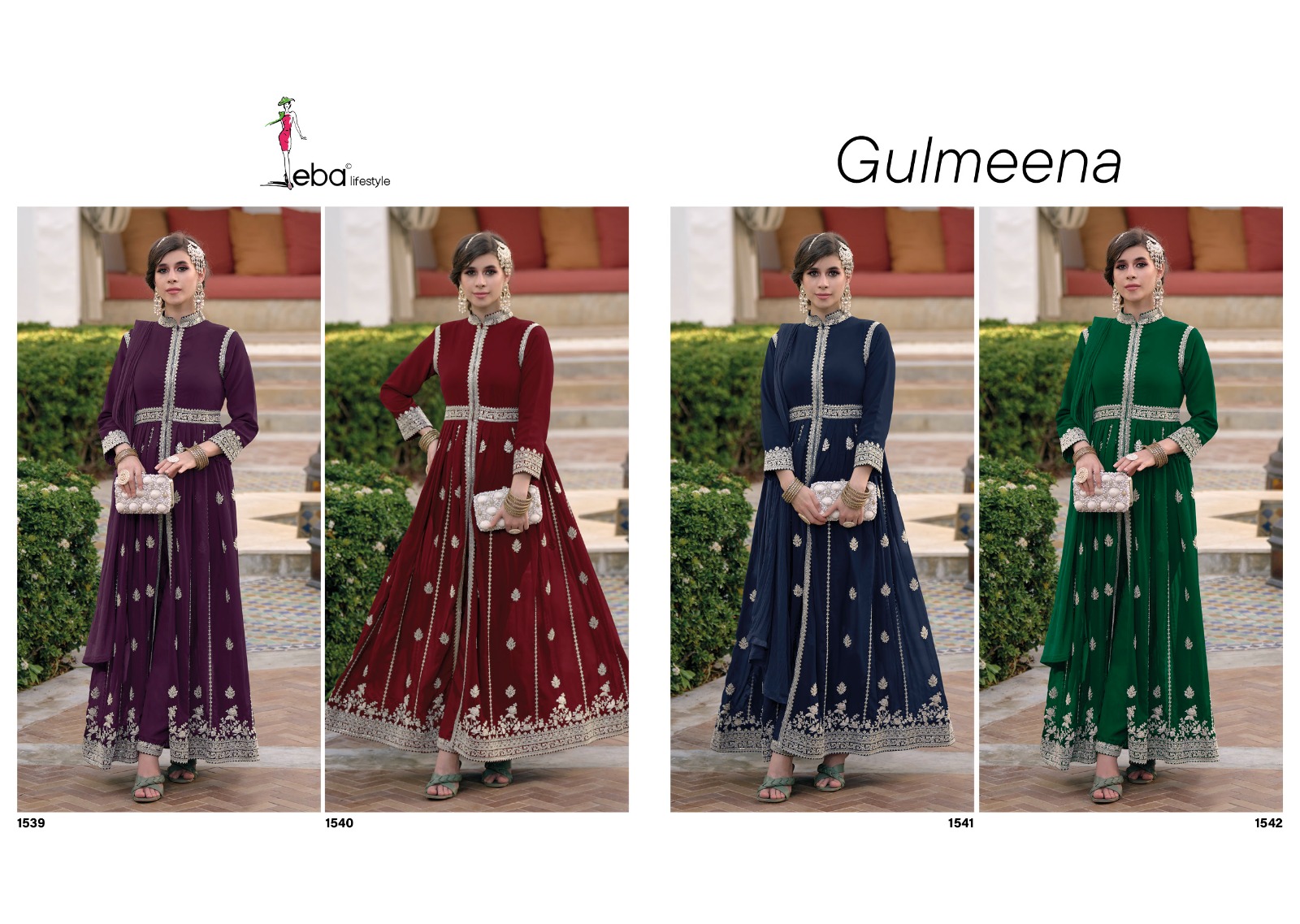 Eba Lifestyle Gulmeena Georgette With Heavy Embroidery Designer Salwar Suits Wholesaler Surat