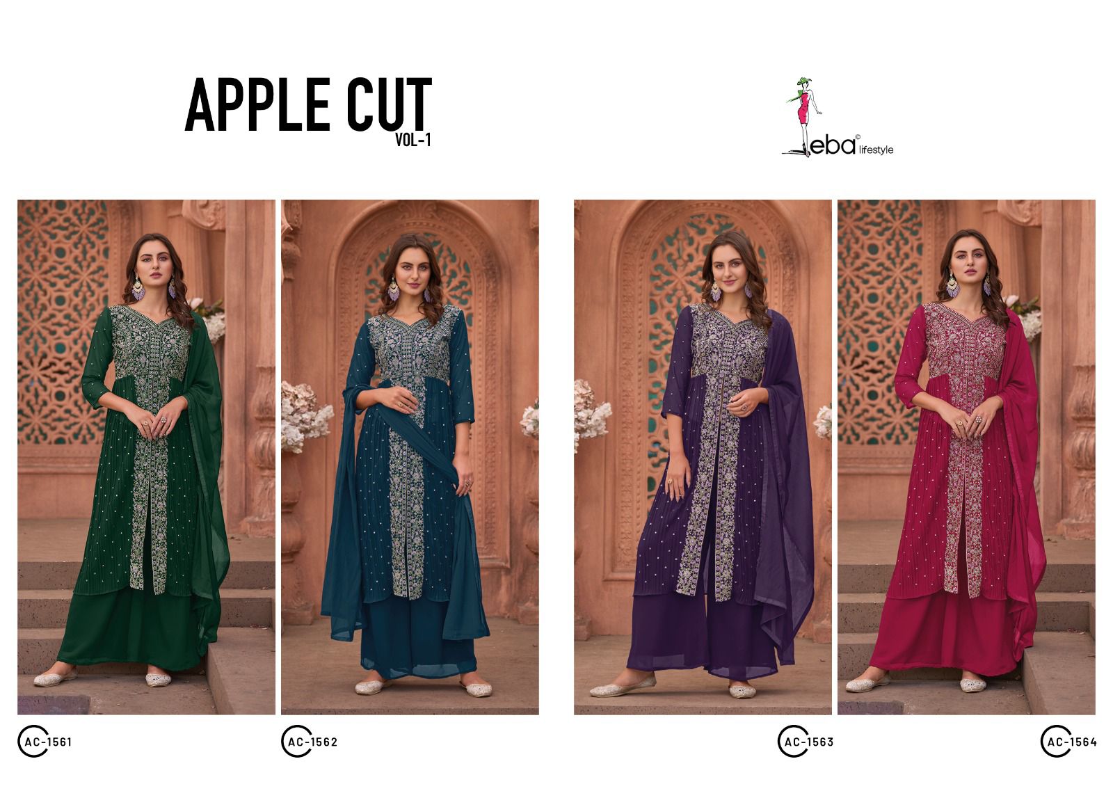Eba Lifestyle Apple Cut Vol 1 Georgette With Beautiful Embroidery Works Ready Made Suits Wholesaler Surat