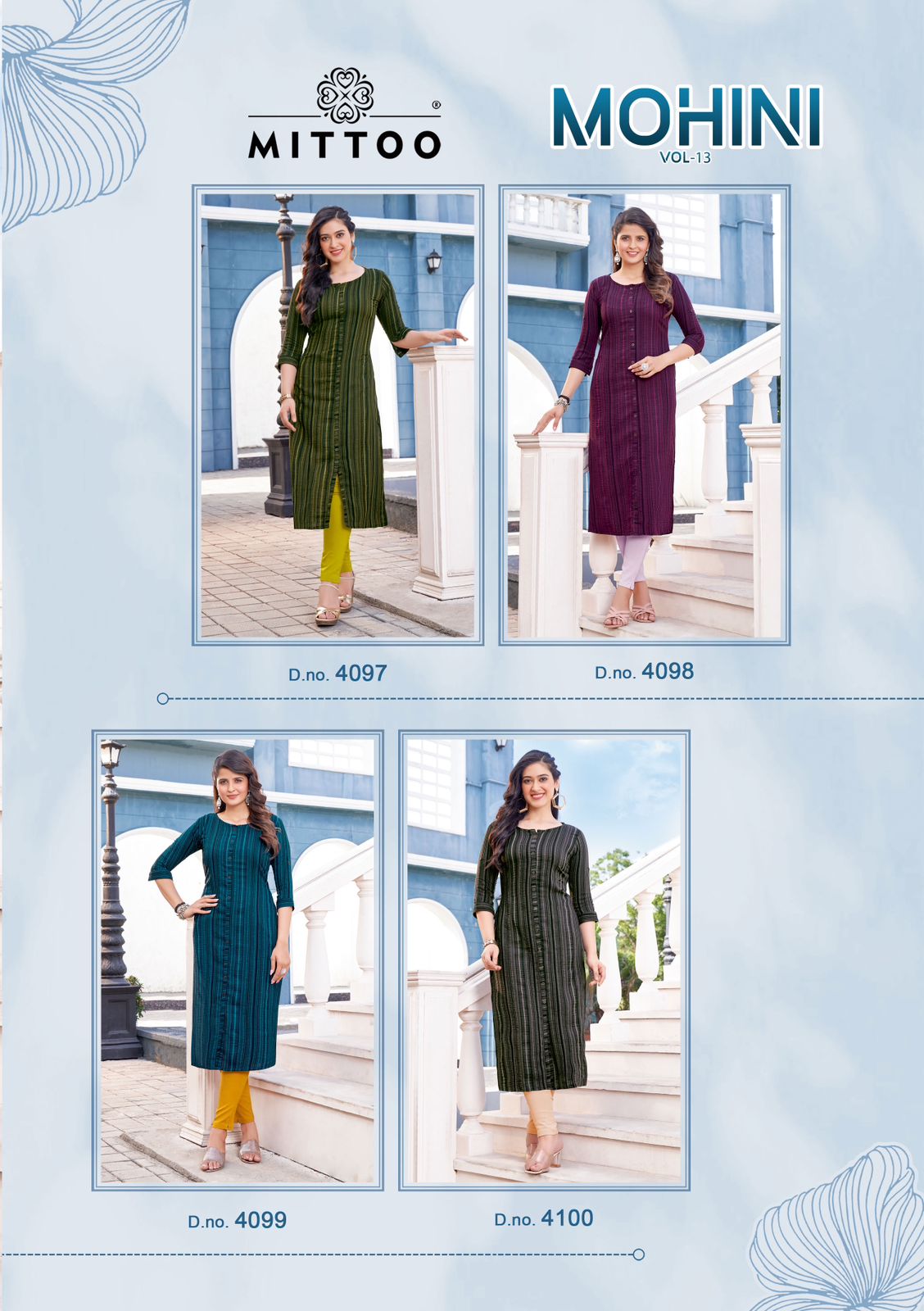 Mittoo Mohini Vol 13 Weaving Strips Fancy Kurti With Pant At Wholesale Rate Surat