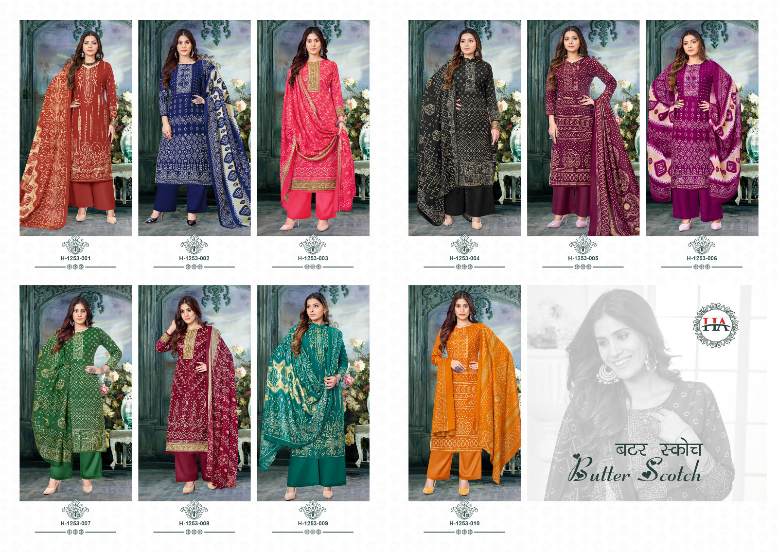 Harshit Fashion Hub Butter Scotch Cotton Bandhani Print With Swarovski Work Suits Wholesaler Surat