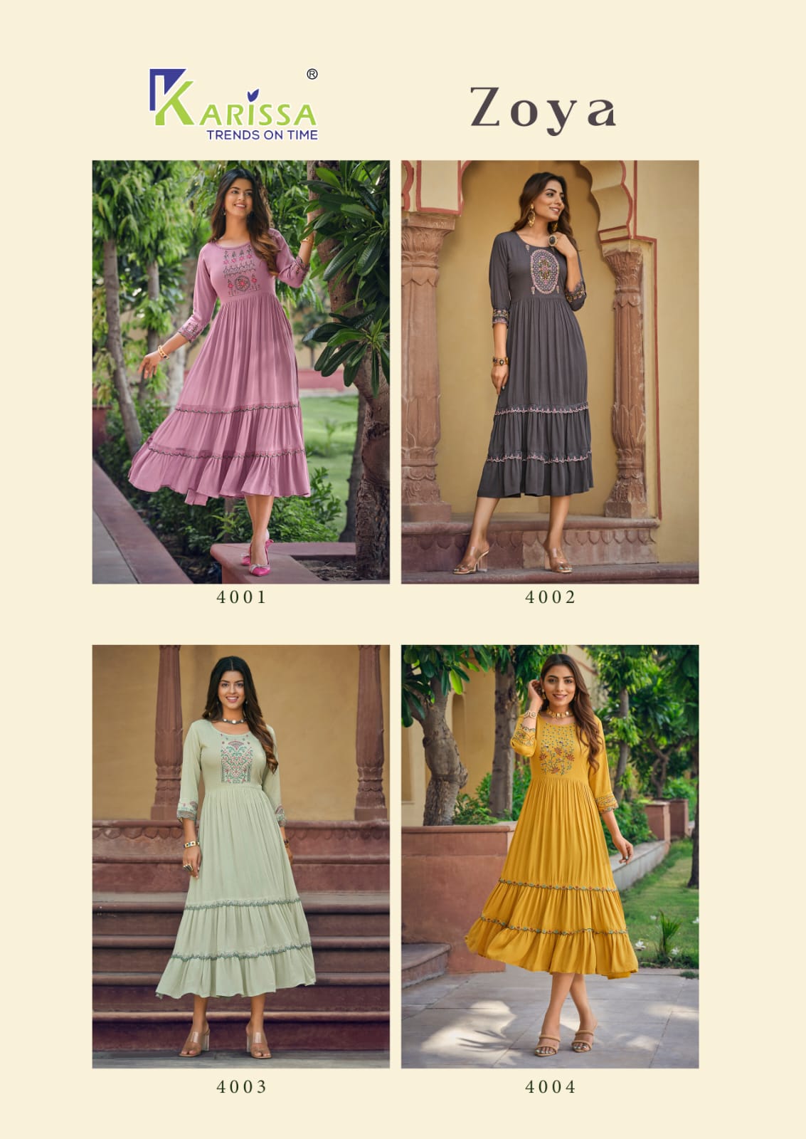 Karissa Zoya Rayon Fancy Hand Work Designer Naira Pattern Midi Gowns Wholesaler Surat