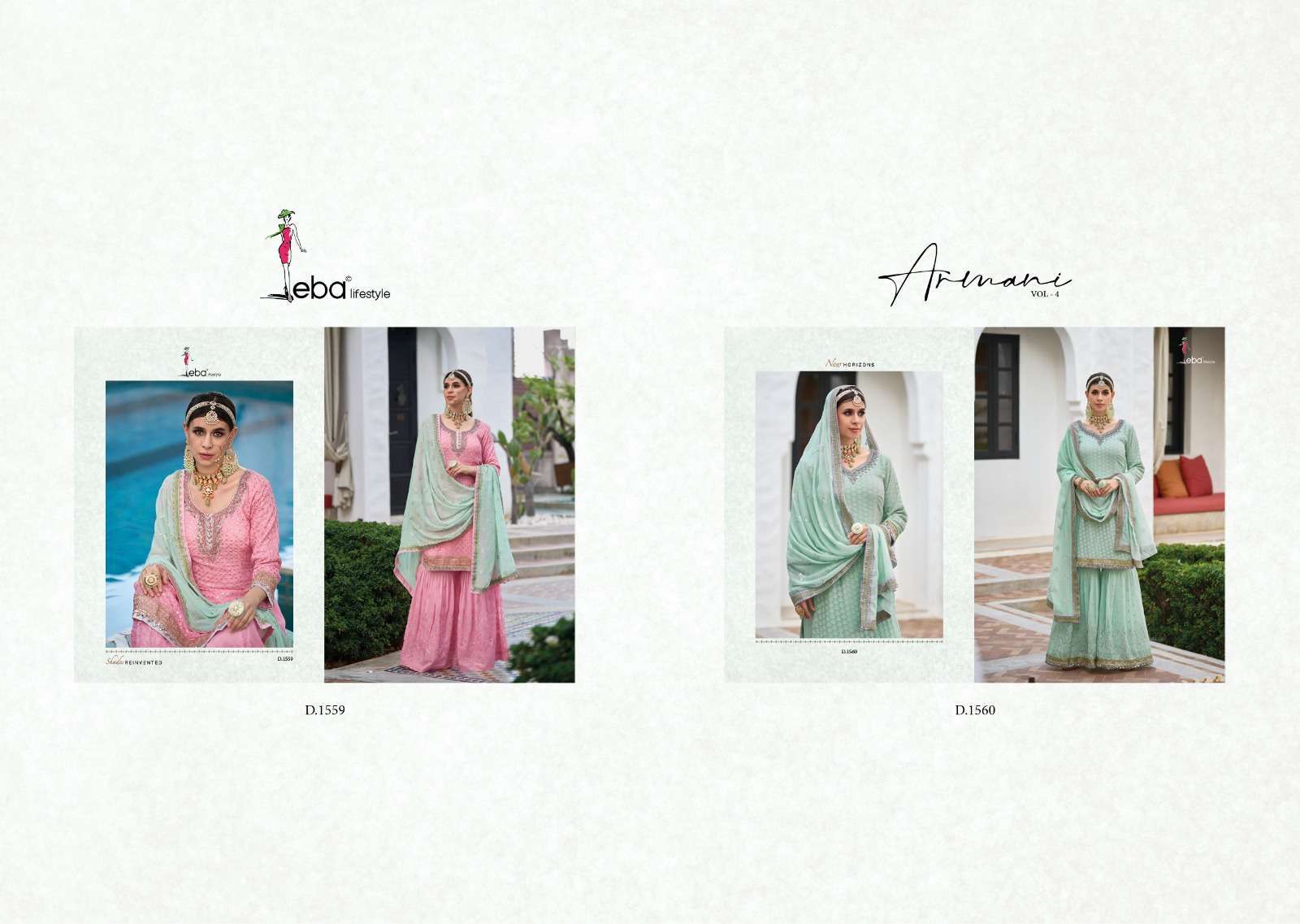Eba Lifestyle Armani Vol 4 Georgette Heavy Designer Ready Made Festive Wear Sharara Suits Wholesaler Surat