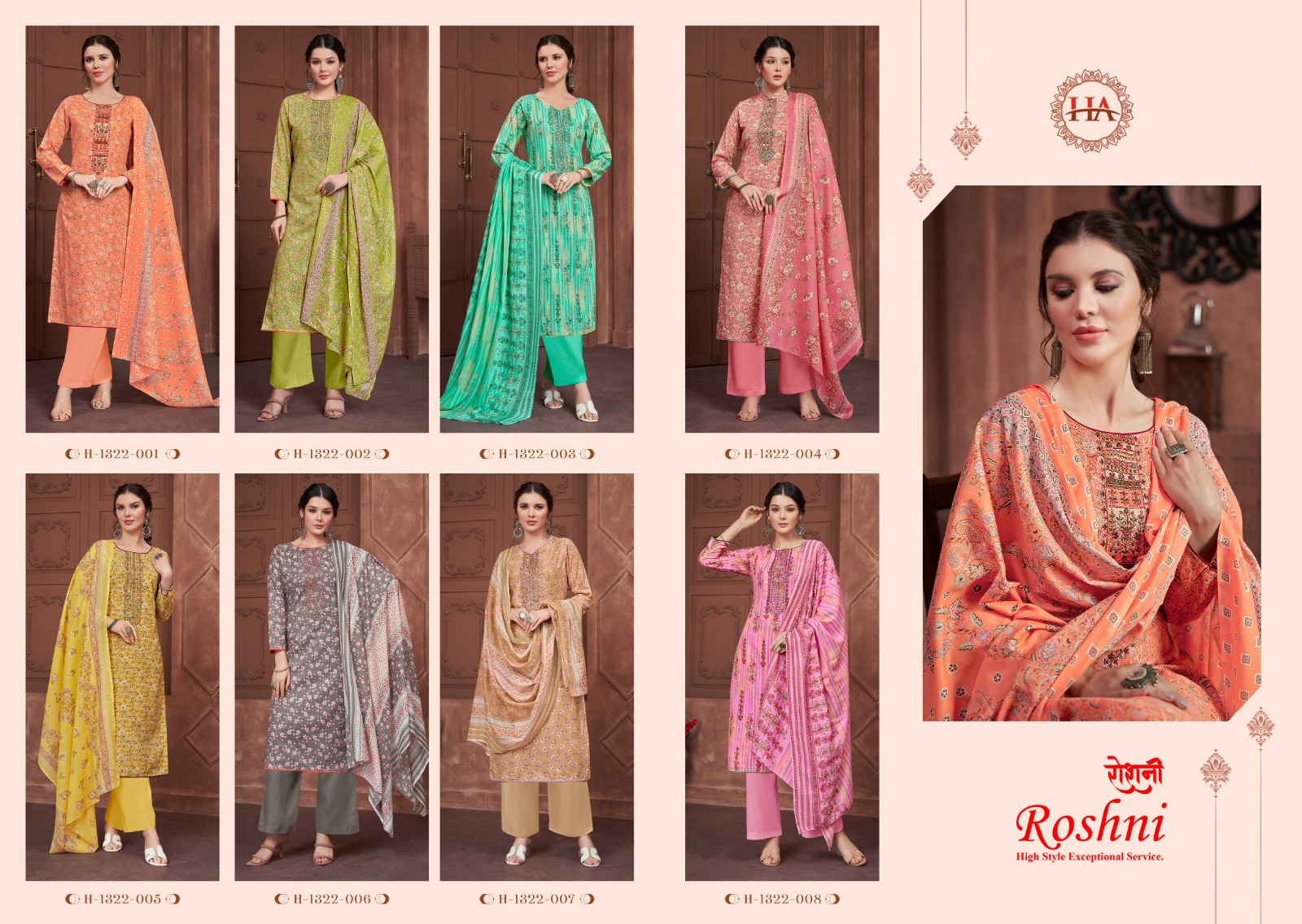 Harshit Fashion Hub Roshni Cotton Print With Fancy Embroidery Work Suits Unstitch Wholesaler Surat