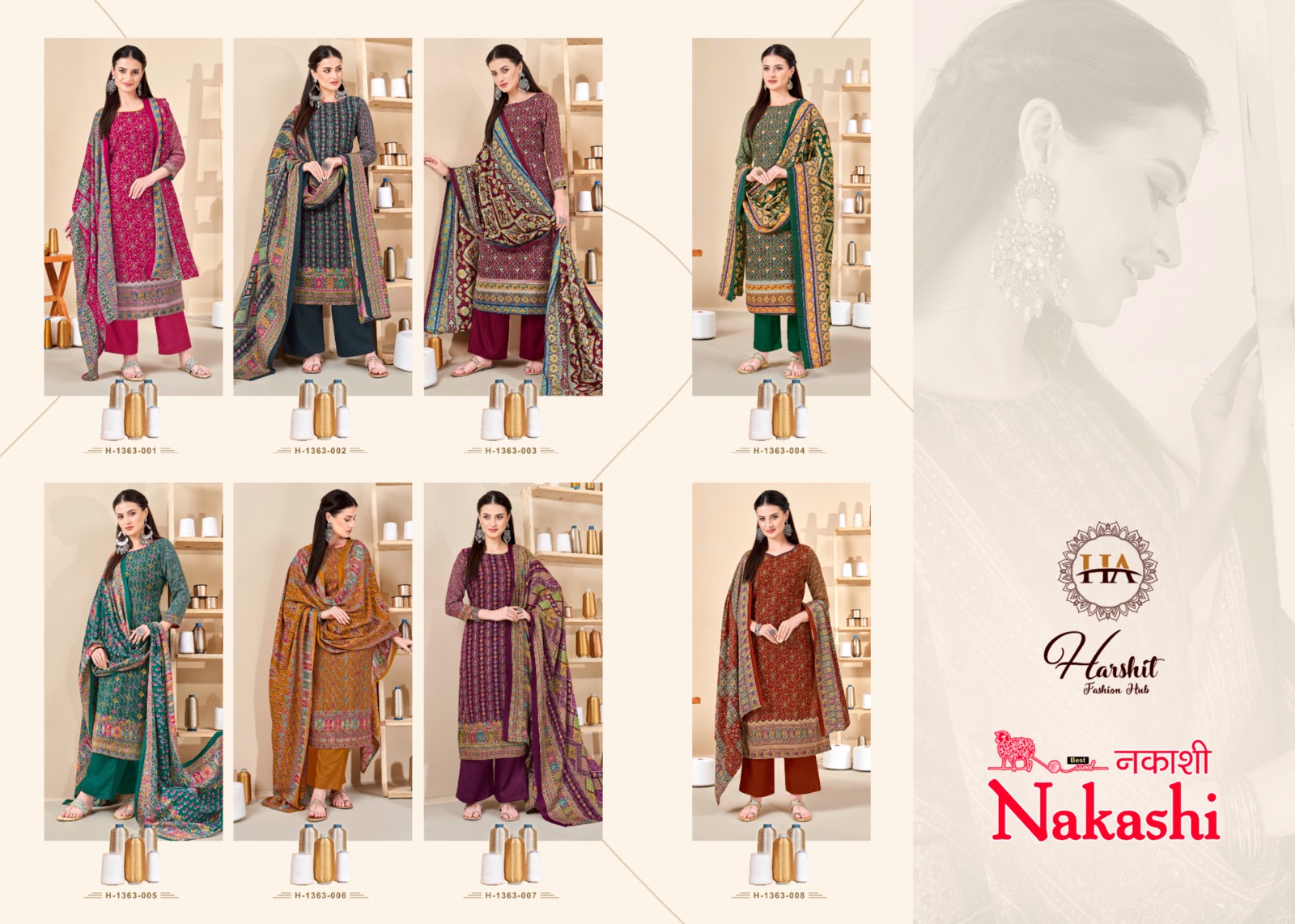 Harshit Fashion Hub Nakashi Pashmina Designer Prints Winter Wear Salwar Suits Wholesaler Surat