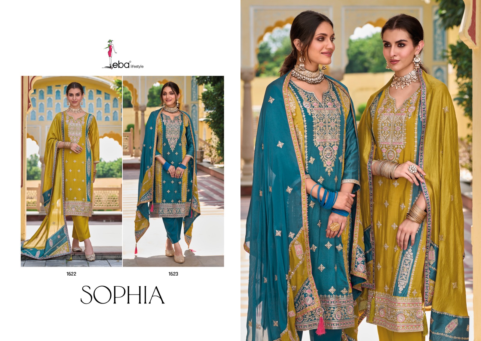 Eba Lifestyle Sophia Silk With Heavy Embroidery Designer Festive Wear Suits Wholesaler Surat
