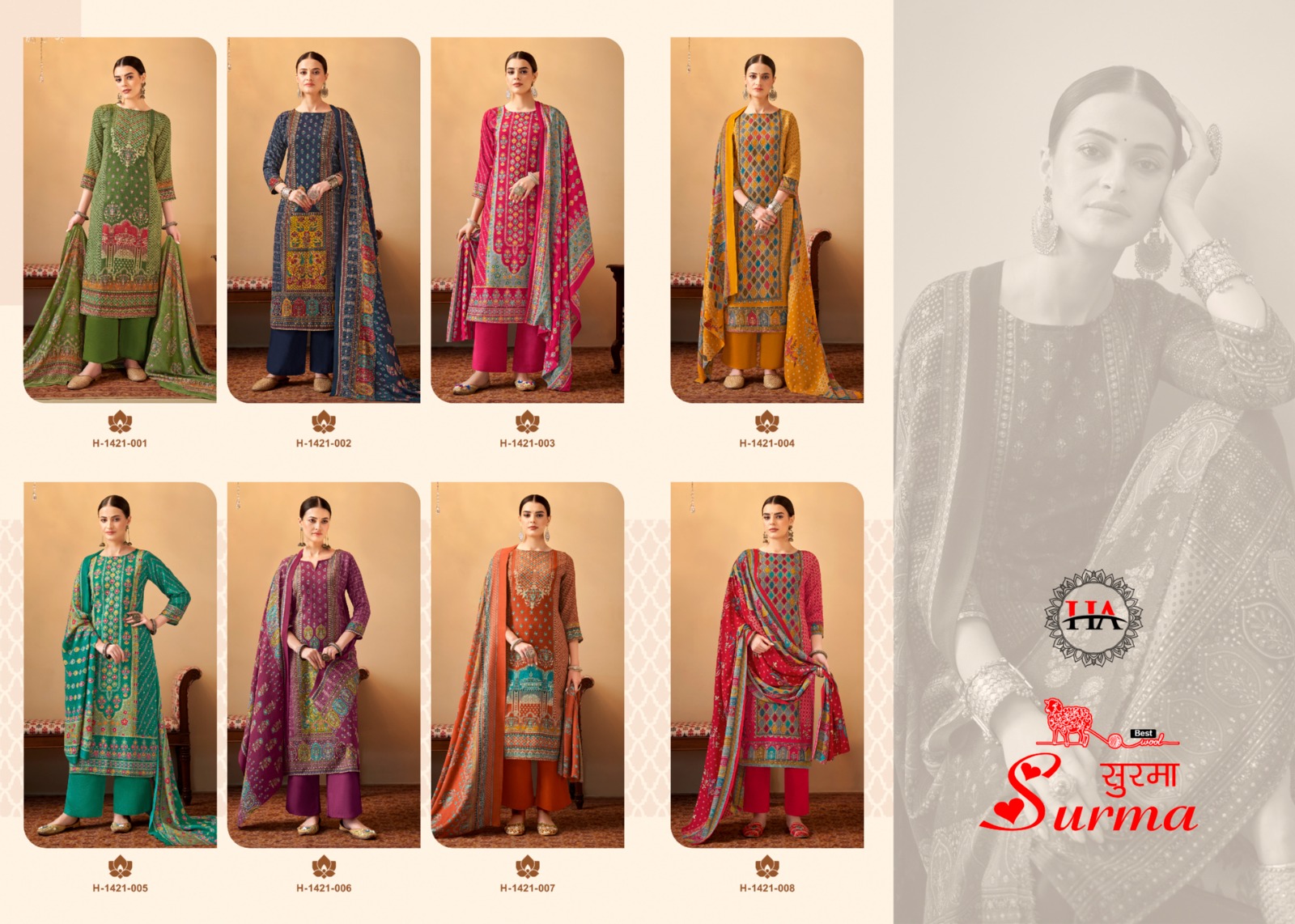 Harshit Fashion Hub Surma Pashmina Foil Print Designer Winter Wear Salwar Suits Wholesaler Surat