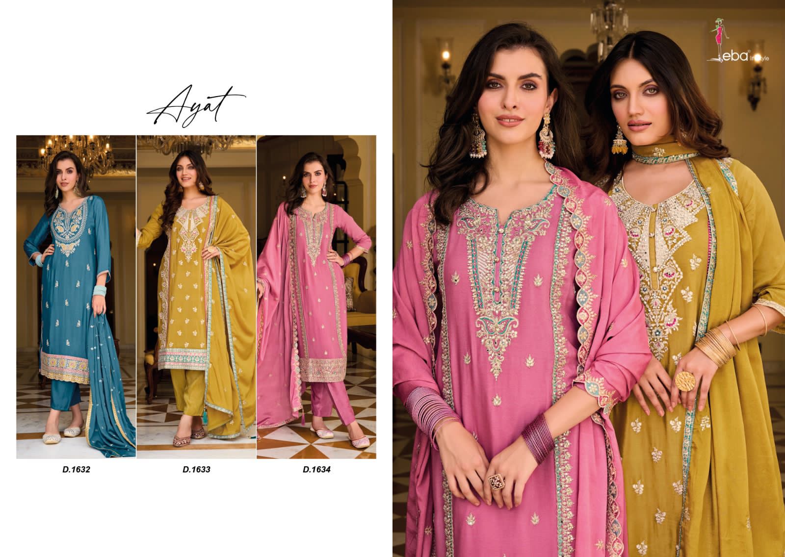 Eba Lifestyle Ayat Chinon With Fancy Embroidery Designer Festive Wear Suits Wholesaler Surat