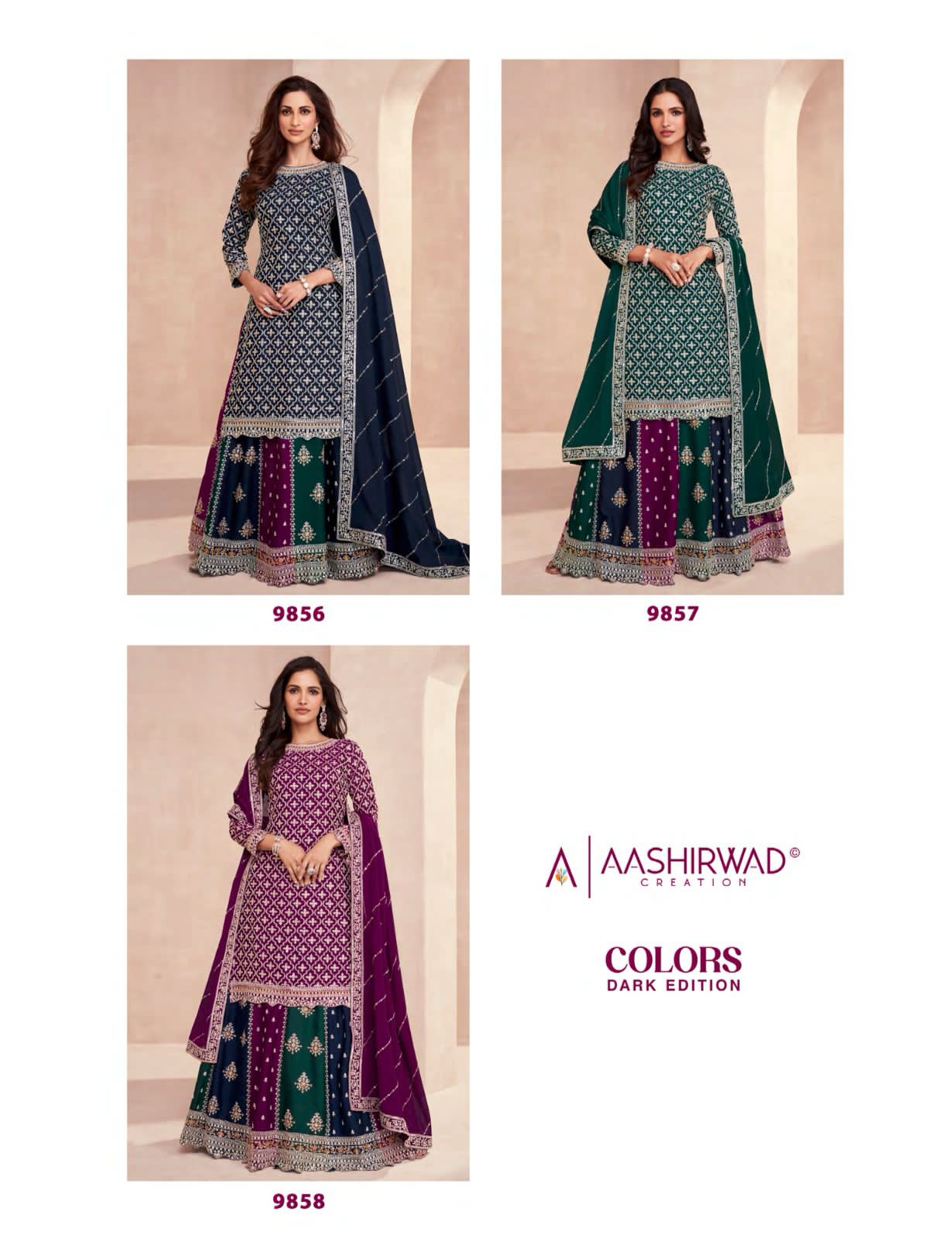 AASHIRWAD CREATION COLORS DARK EDITION READY MADE SUITS