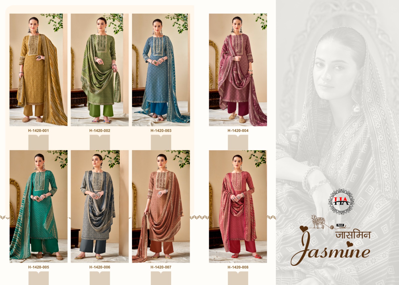 Harshit Fashion Jasmine Pashmina Designer Prints Winter Wear Suits Wholesaler Surat